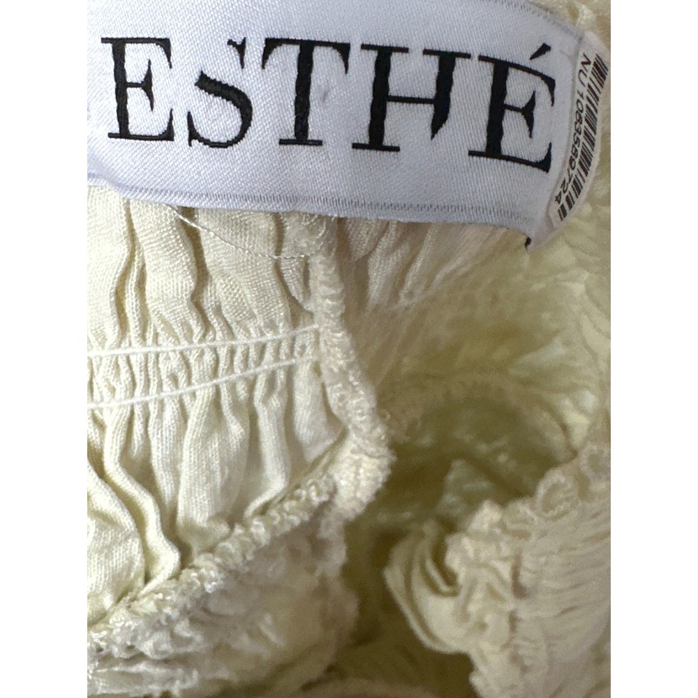 Esthe Cream Smocked Ruffle Maxi Dress Linen Blend Sleeveless Medium Greece - Picture 6 of 13